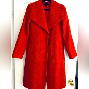Bernardo Jacket Coat Wool Red Rust Pockets Mid Length Size M
